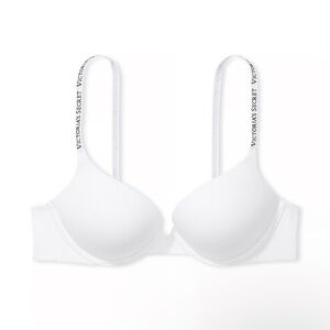 NWT Bombshell Add-2-Cups Cotton Logo Push-Up Bra 36DD (E) VS WHITE